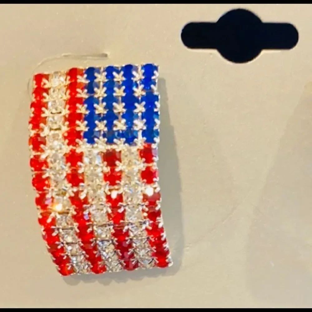 🇺🇸Red Crystal Blue America USA Rhinestone … - Picture 8 of 9